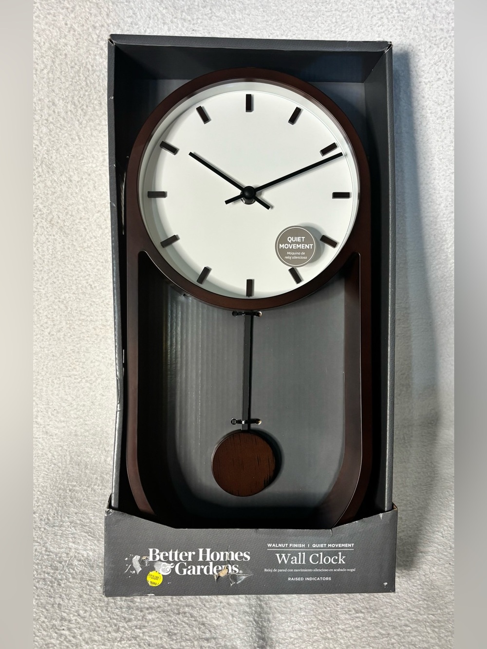 Better Homes And Gardens Brown and White Pendulum Wall Clock